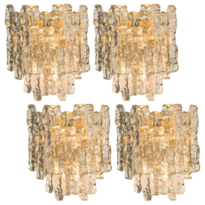 large glass flush mount chandeliers by j t kalmar 1960s 11