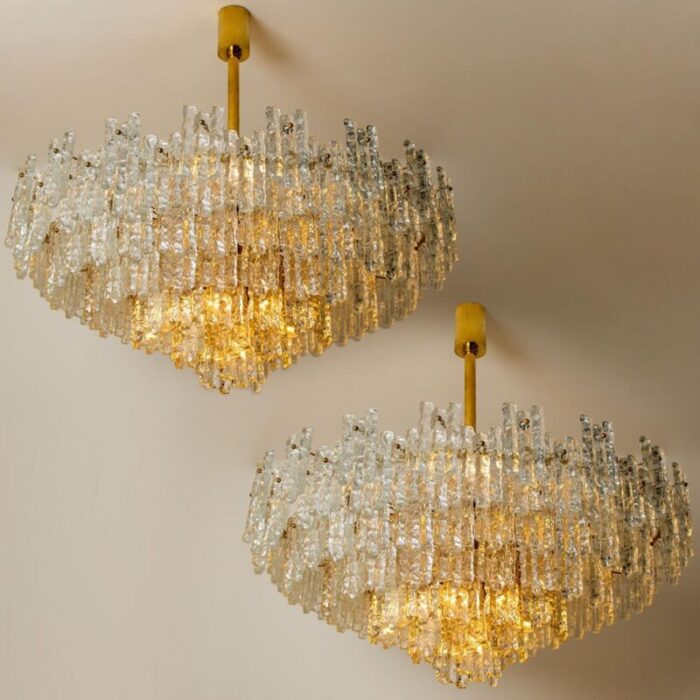 large glass flush mount chandeliers by j t kalmar 1960s 12