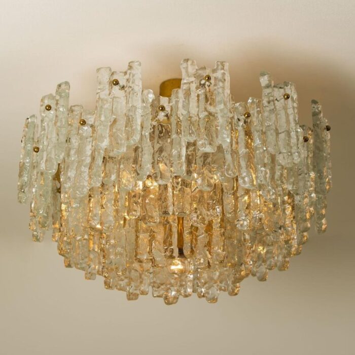 large glass flush mount chandeliers by j t kalmar 1960s 3