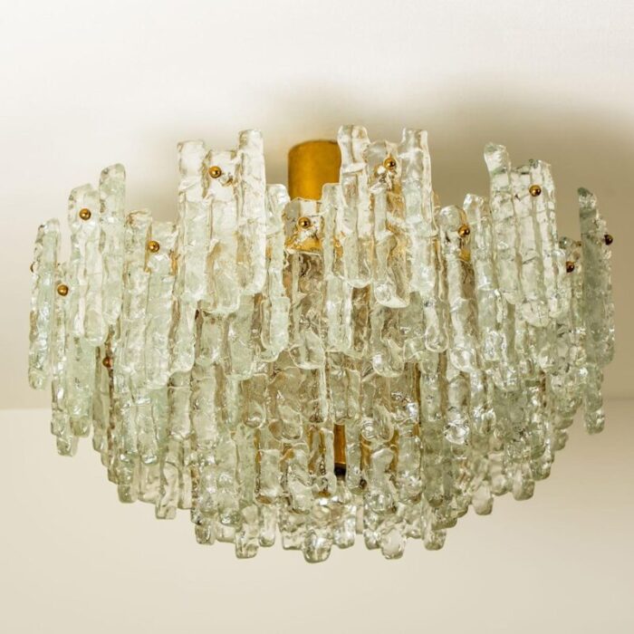 large glass flush mount chandeliers by j t kalmar 1960s 4