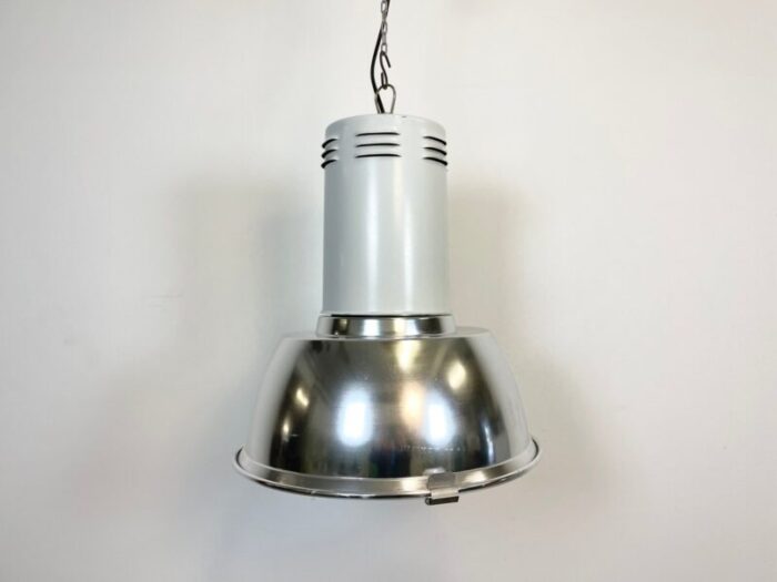 large industrial aluminium lamp with iron grid from siemens 1980s 1