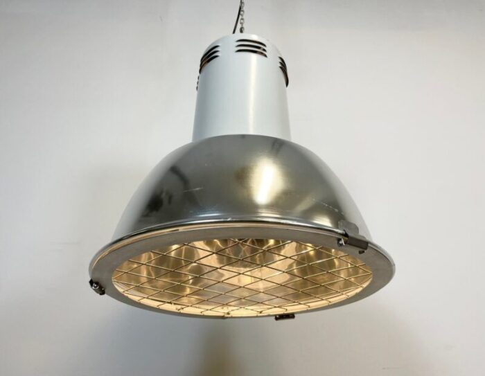 large industrial aluminium lamp with iron grid from siemens 1980s 11