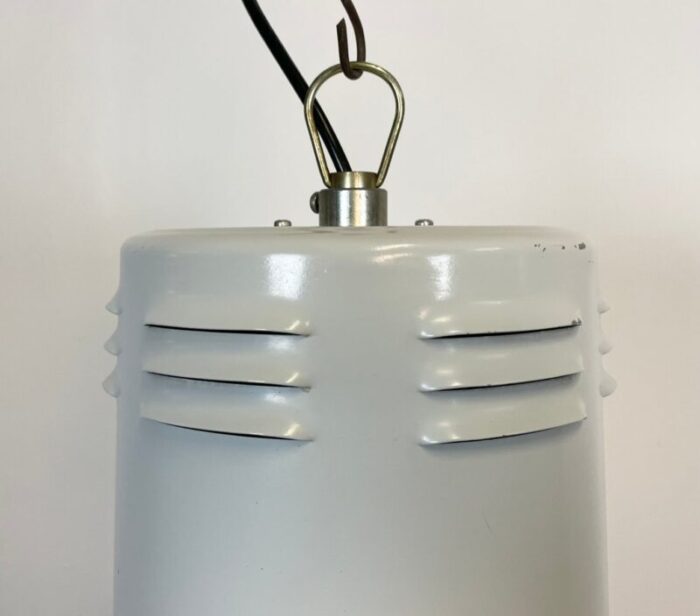 large industrial aluminium lamp with iron grid from siemens 1980s 7