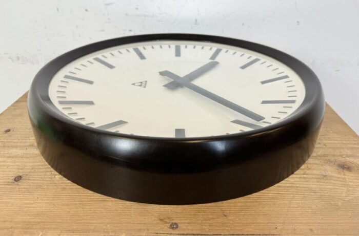 large industrial bakelite factory wall clock from pragotron 1960s 0507