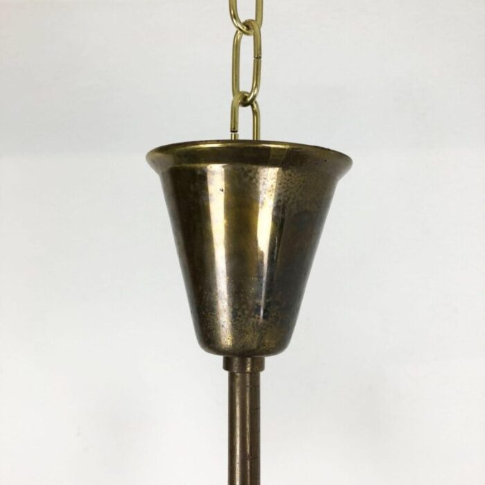 large italian brass hanging chandelier light sconces in the style of stilnovo 1950s 16