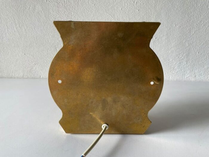 large italian bronze rectangle round glass ship wall lamp 1950s 9