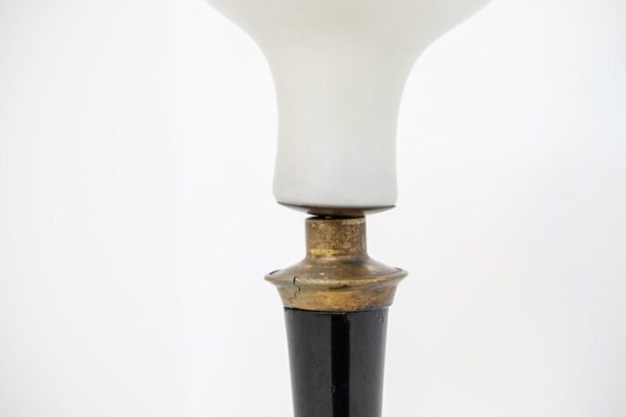 large italian opal glass and wood and brass table lamp 17