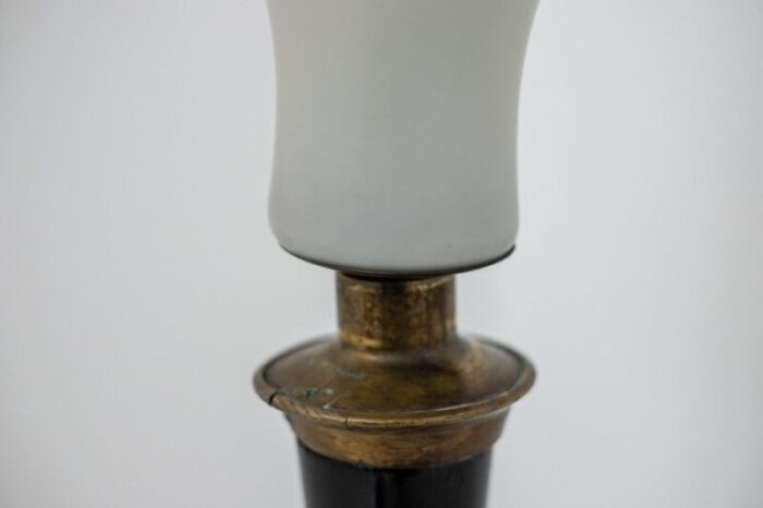 large italian opal glass and wood and brass table lamp 7