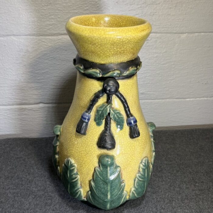 large late 20th century yellow chinoiserie craquelure vase 1520