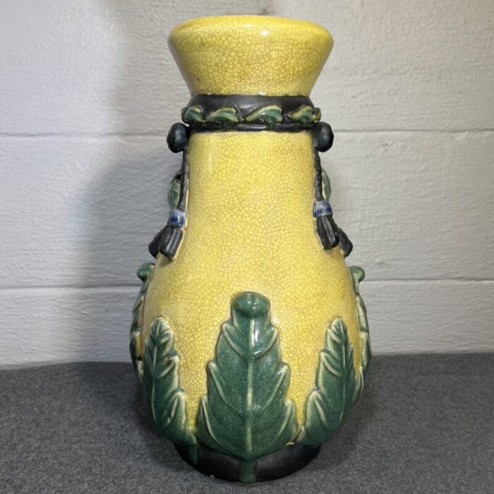 large late 20th century yellow chinoiserie craquelure vase 3117