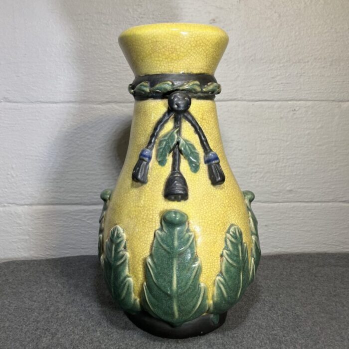 large late 20th century yellow chinoiserie craquelure vase 7765