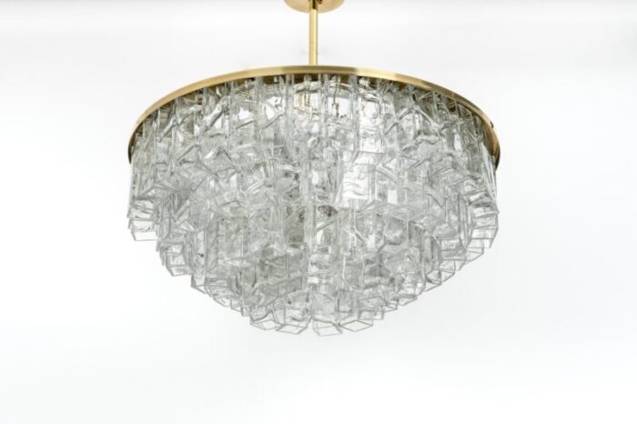 large mid century german ice glass chandelier from doria 1960s 2