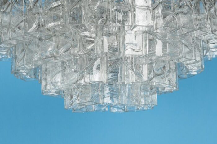 large mid century german ice glass chandelier from doria 1960s 7