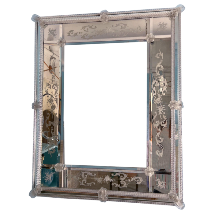 large mid century modern murano glass mirror 1980 2312