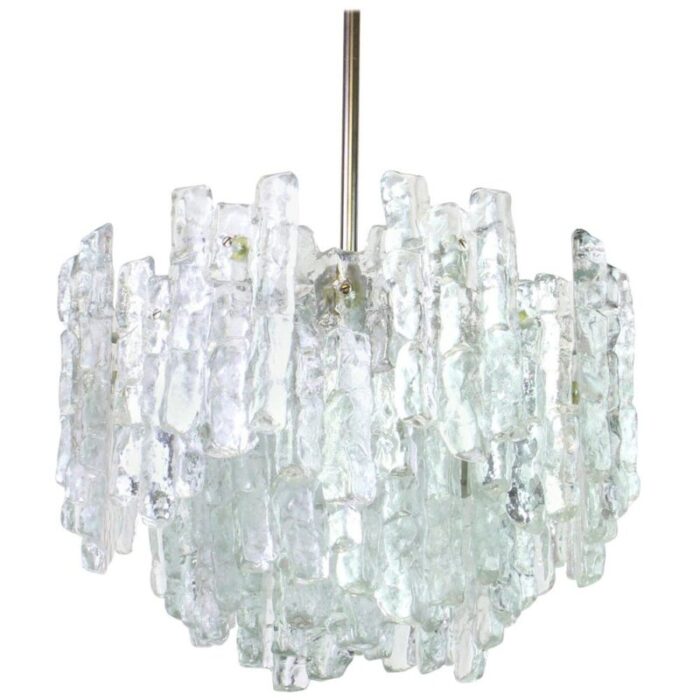 large murano ice glass chandelier from kalmar austria 1960s 1