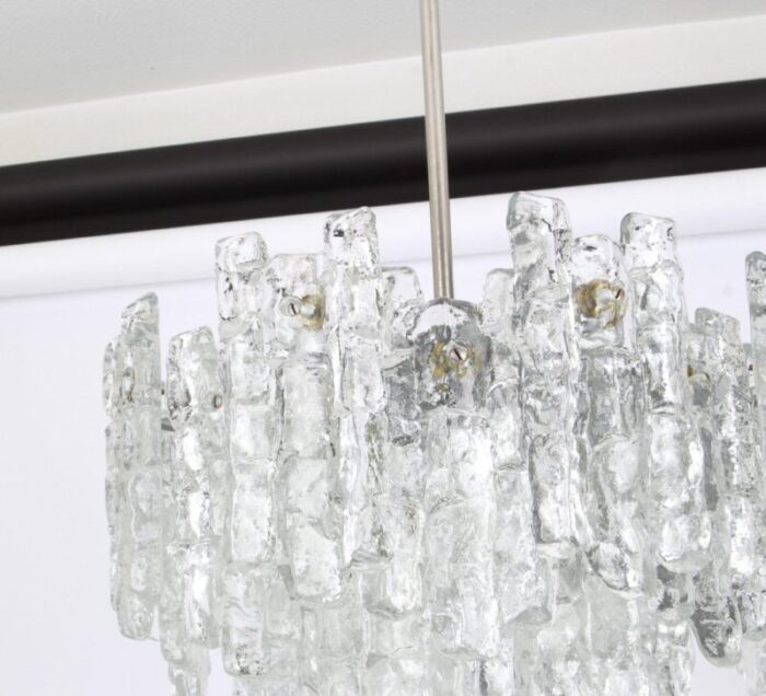 large murano ice glass chandelier from kalmar austria 1960s 12