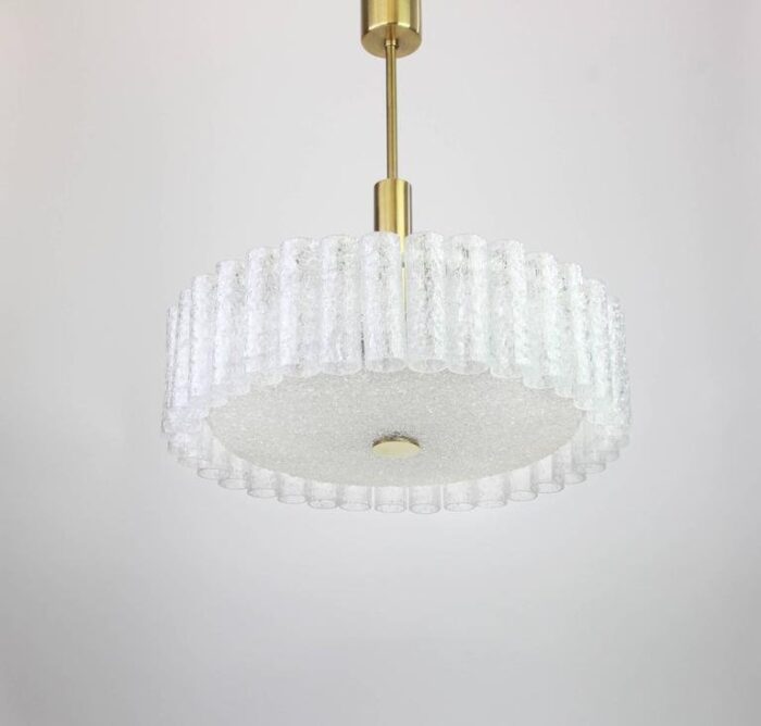 large murano ice glass tubes chandelier from doria germany 1970s 2 1