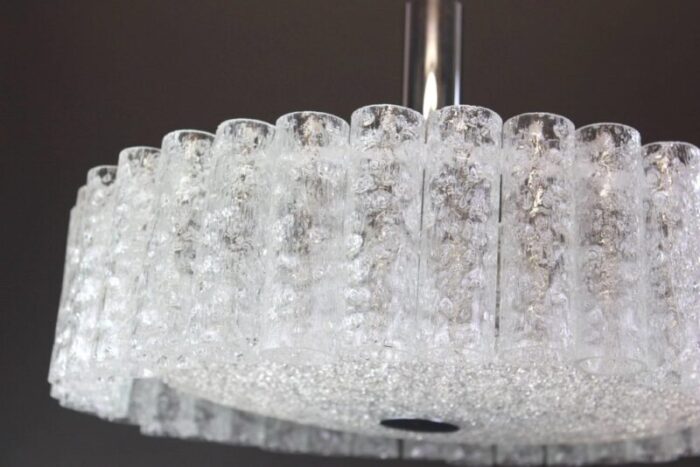 large murano ice glass tubes chandelier from doria germany 1970s 2