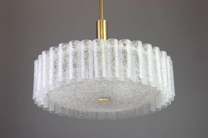 large murano ice glass tubes chandelier from doria germany 1970s 4 1