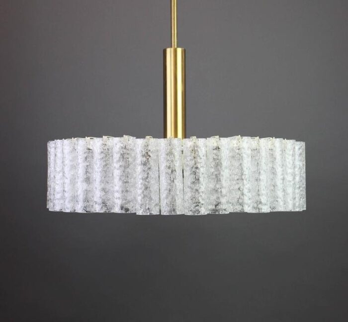 large murano ice glass tubes chandelier from doria germany 1970s 6