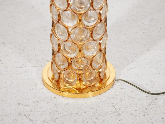 large round crystal and gilt floor lamp from palwa germany 1970s 0406