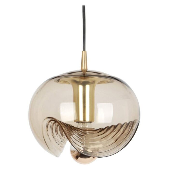 large smoked glass pendant light from peill putzler germany 1970s 1 1