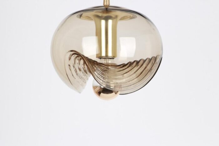 large smoked glass pendant light from peill putzler germany 1970s 3 1