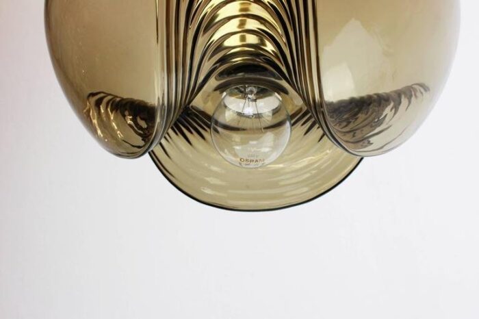 large smoked glass pendant light from peill putzler germany 1970s 4 2