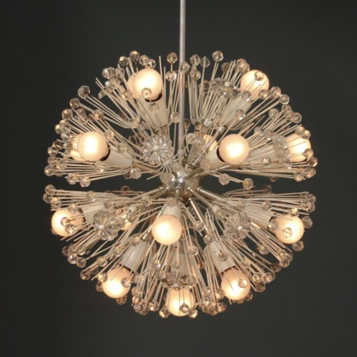 large snowball silvered ceiling lamp by emil stejnar for rupert nikoll 1950s 15