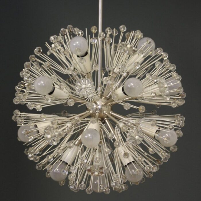 large snowball silvered ceiling lamp by emil stejnar for rupert nikoll 1950s 2