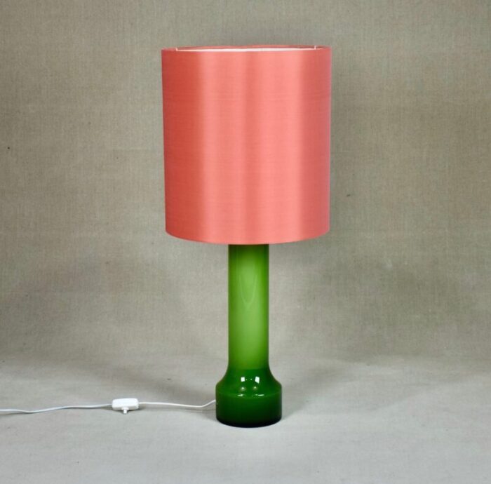 large swedish glass table lamp with original shade 1960s 1