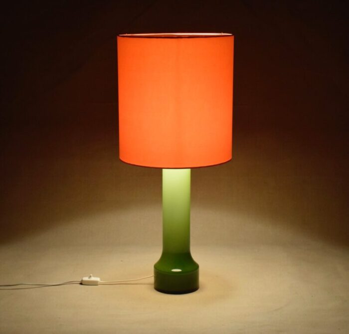 large swedish glass table lamp with original shade 1960s 2