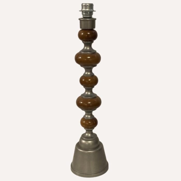 large teak zinc table lamp denmark 1970s 6