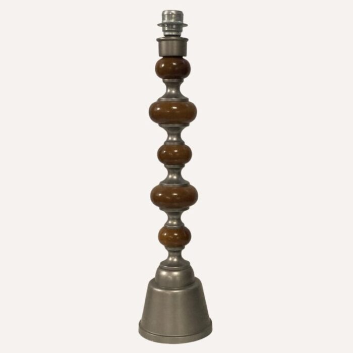 large teak zinc table lamp denmark 1970s 8