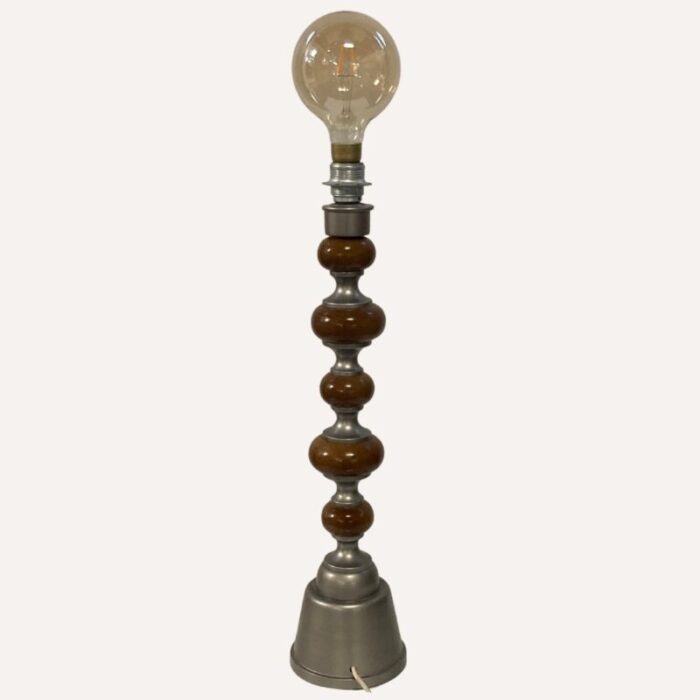 large teak zinc table lamp denmark 1970s 9