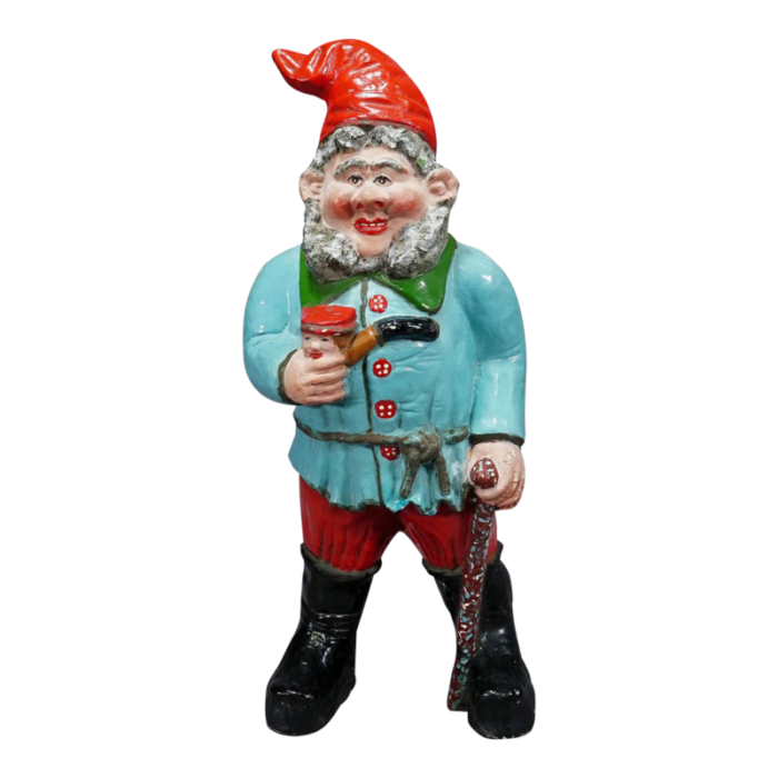 large terracotta garden gnome with pipe germany ca 1920s 4602