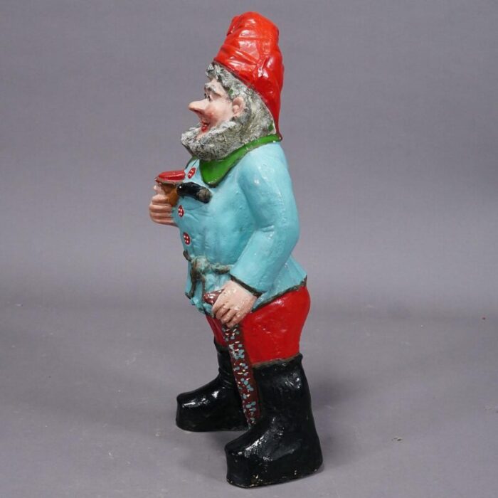 large terracotta garden gnome with pipe germany ca 1920s 6847