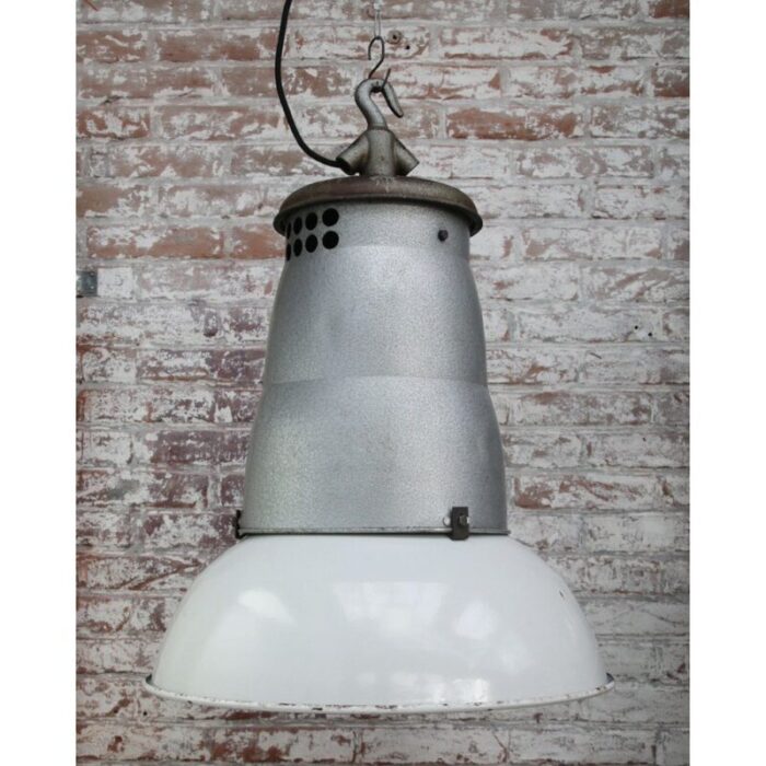 large vintage french industrial light grey enamel pendant lights from mazda 5