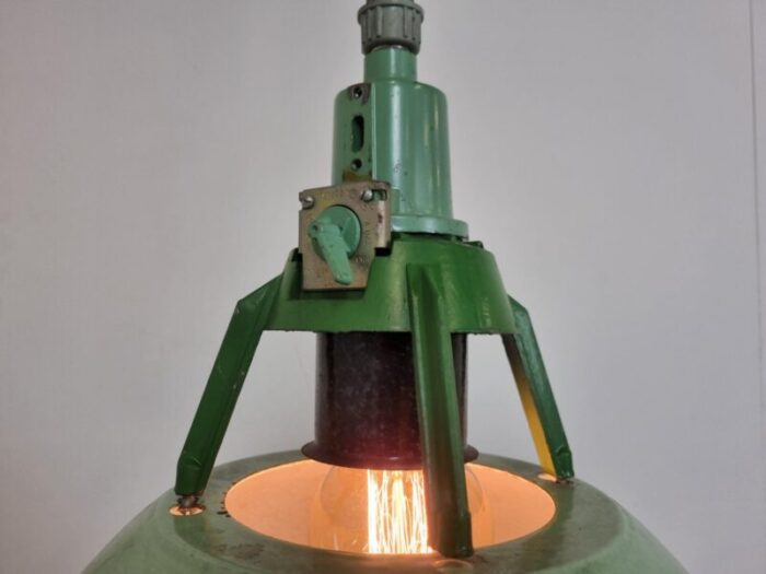 large vintage industrial green enamel pendant light 1960s 10