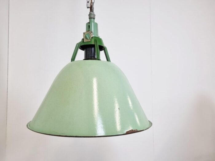 large vintage industrial green enamel pendant light 1960s 11