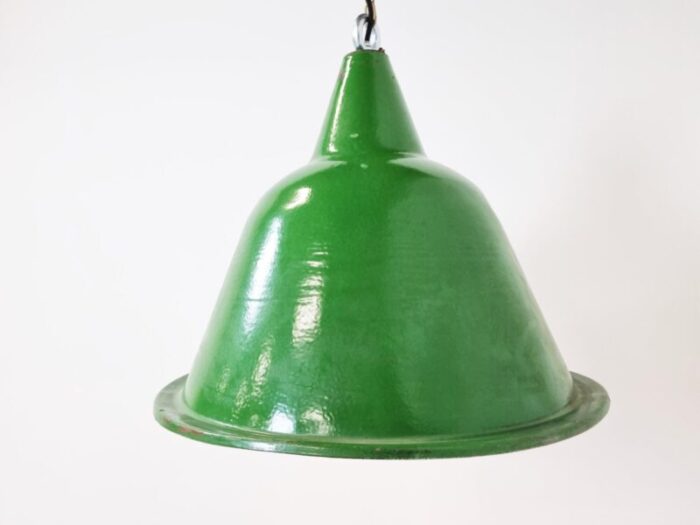 large vintage industrial green enamel pendant light 1960s 2