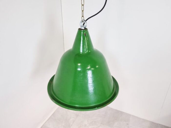 large vintage industrial green enamel pendant light 1960s 3