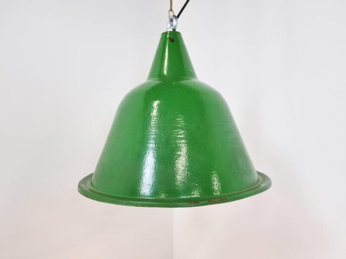 large vintage industrial green enamel pendant light 1960s 4