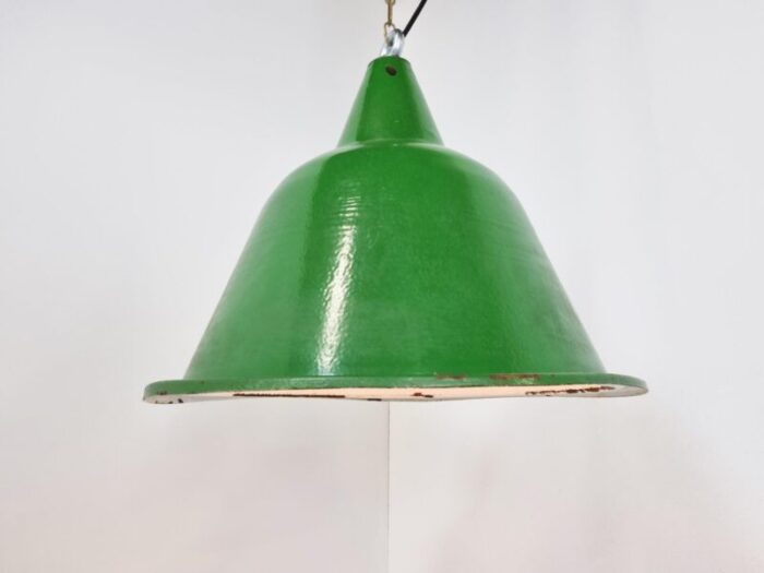 large vintage industrial green enamel pendant light 1960s 5