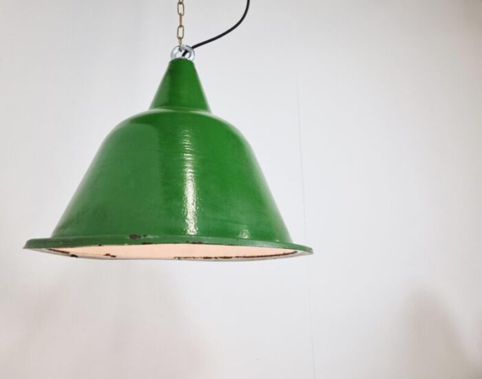 large vintage industrial green enamel pendant light 1960s 6