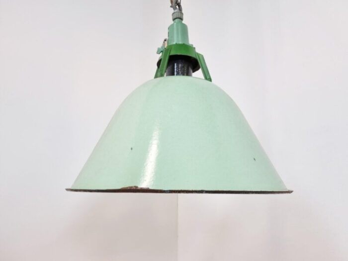 large vintage industrial green enamel pendant light 1960s 7 1