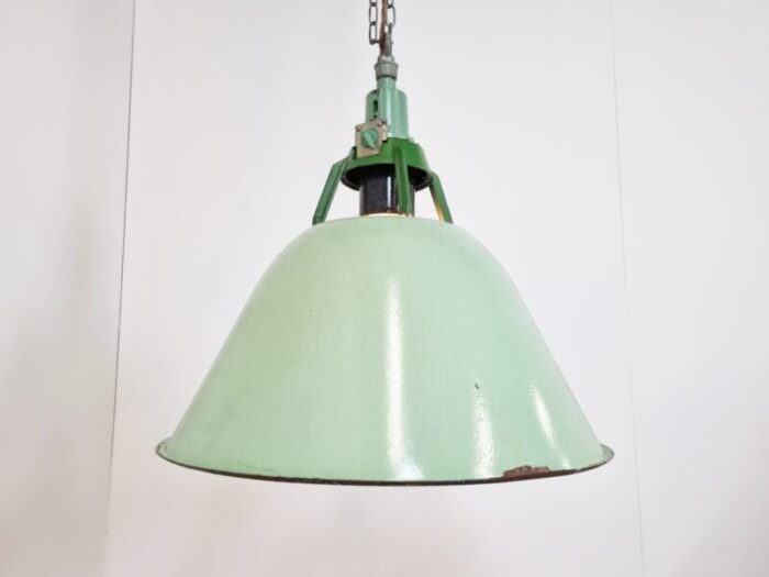 large vintage industrial green enamel pendant light 1960s 8 1