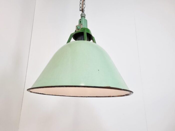 large vintage industrial green enamel pendant light 1960s 9