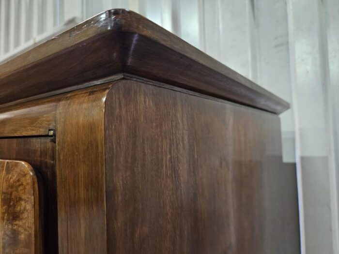 large walnut sideboard with maple inlays and glass top 1940 5251