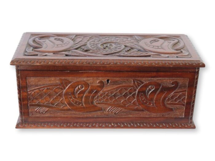 late 19th century antique english carved jewelry box 2327